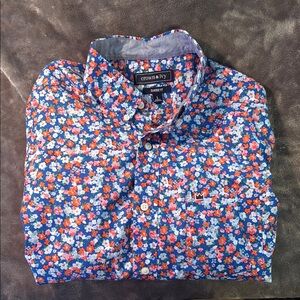 Crown & Ivy Men's Red and Blue Long Sleeve Floral Shirt
